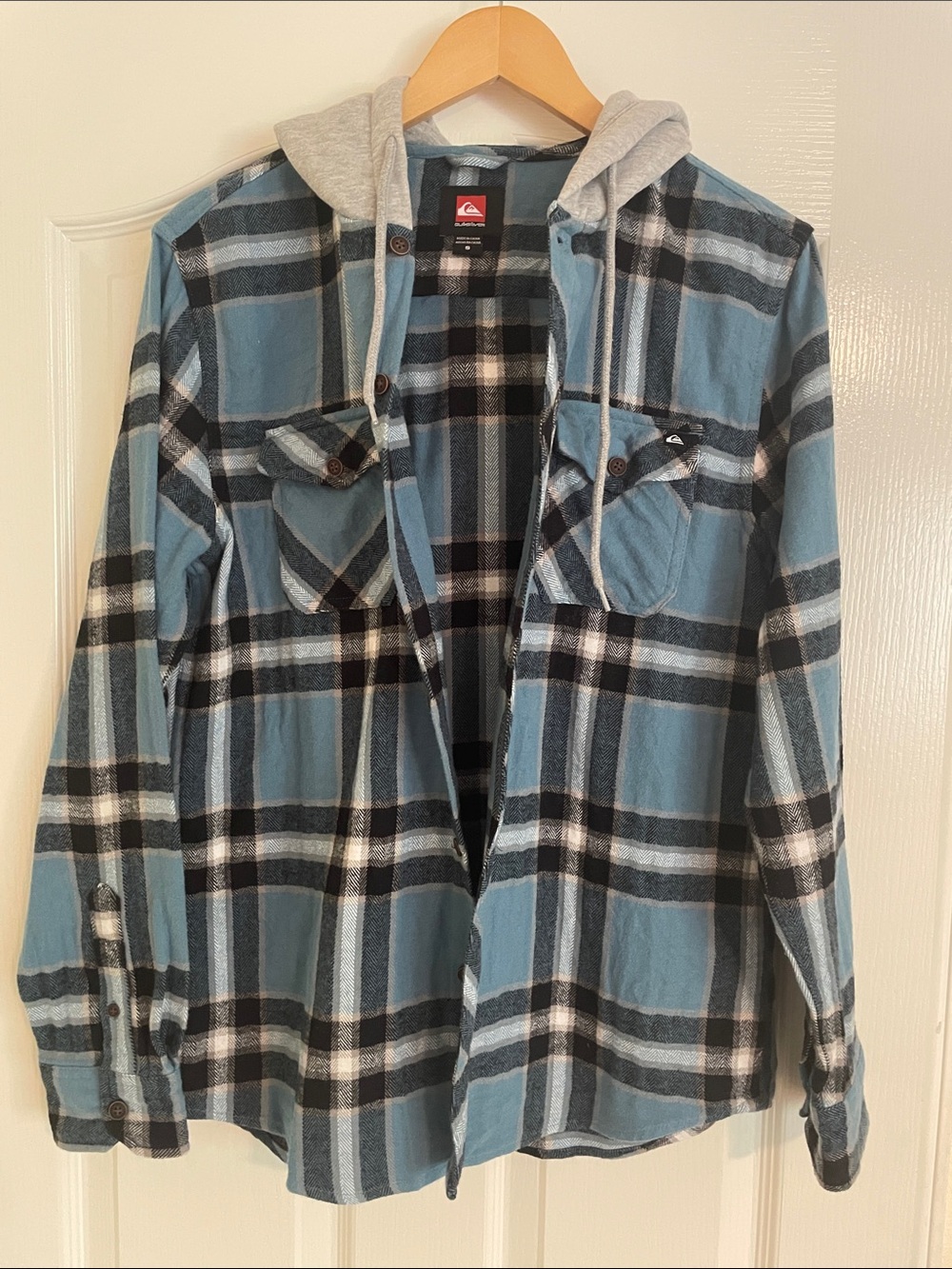 Quiksilver Teen Boy  Plaid Hooded Button-Down Shirt jacket S